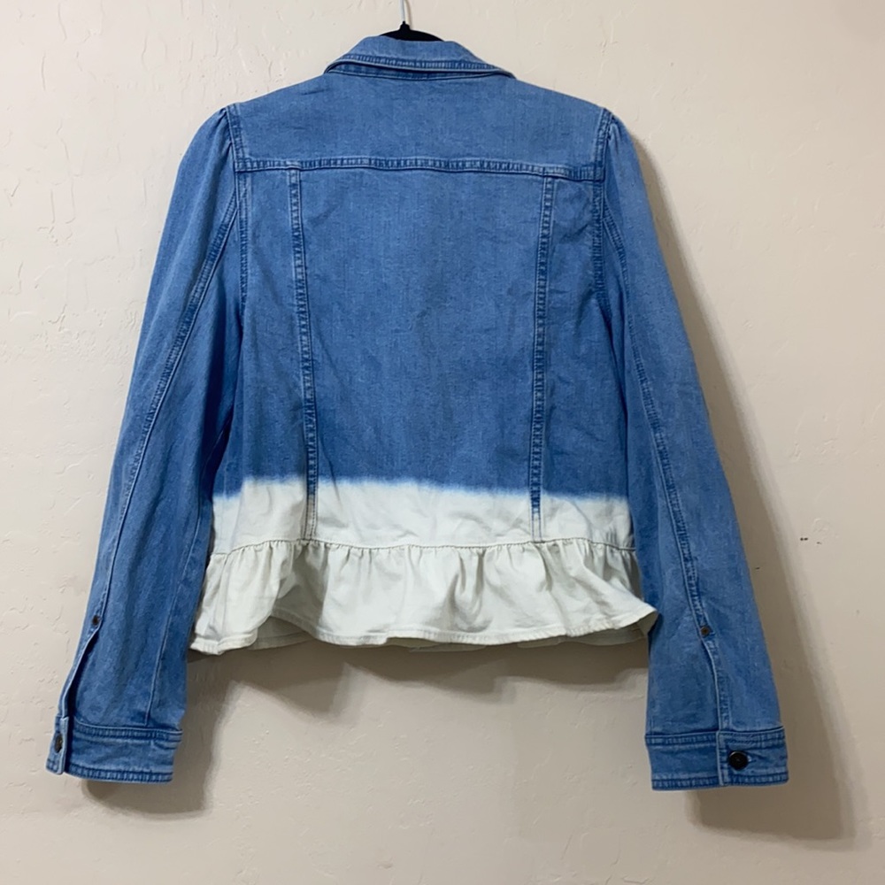 Kate Spade denim jacket dip dye peplum ruffle style size large - Picture 4 of 15